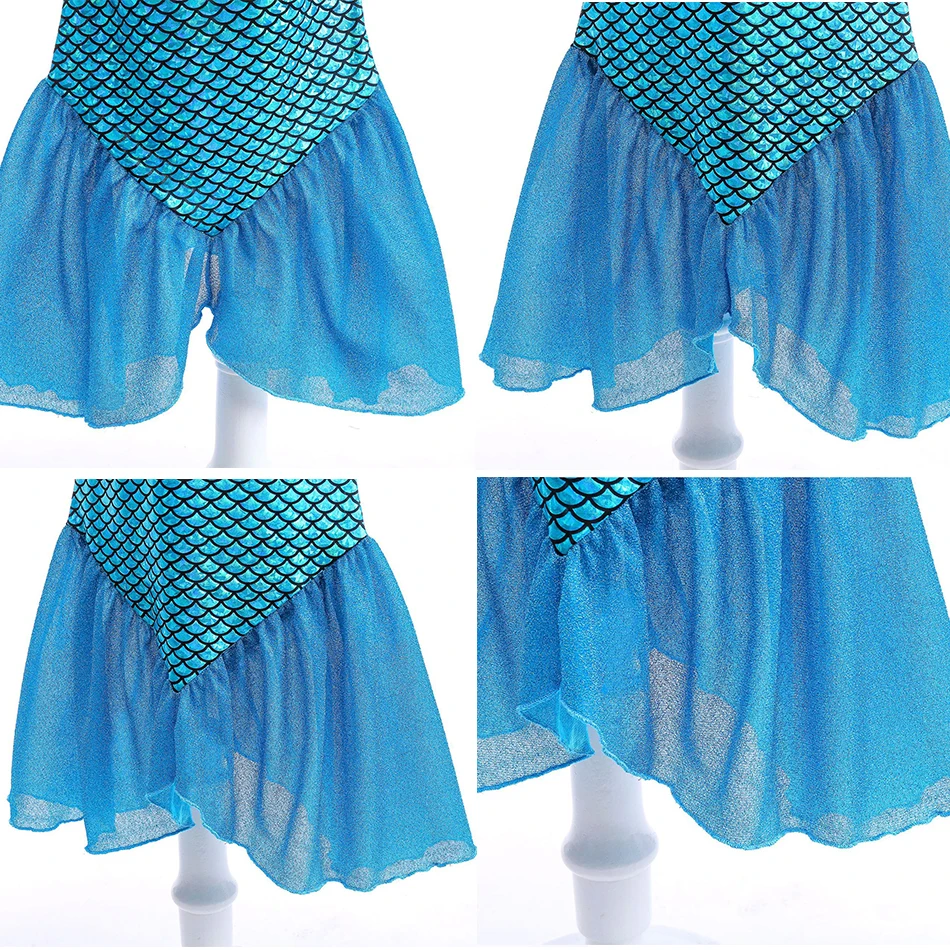 Mermaid Birthday Party Dress Summer Girl Mermaid Costume Carnival Anime Cosplay Outfits 2-10 Yrs Kids Fantasy Disguise Prom Gown