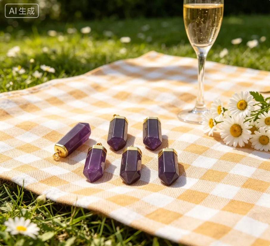 WT-P1466 Special Handmade Natural Purple Quartz Stone Pnedant Pencial pendant For Women Fine Jewelry