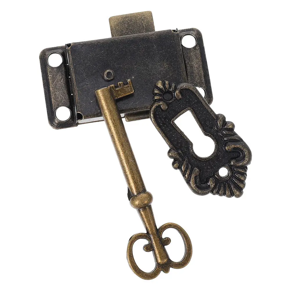 1Set Decorative Vintage Cabinet Locks for Furniture Jewelry Boxes Drawers File Cabinets Oriental Style Flush Mount Metal