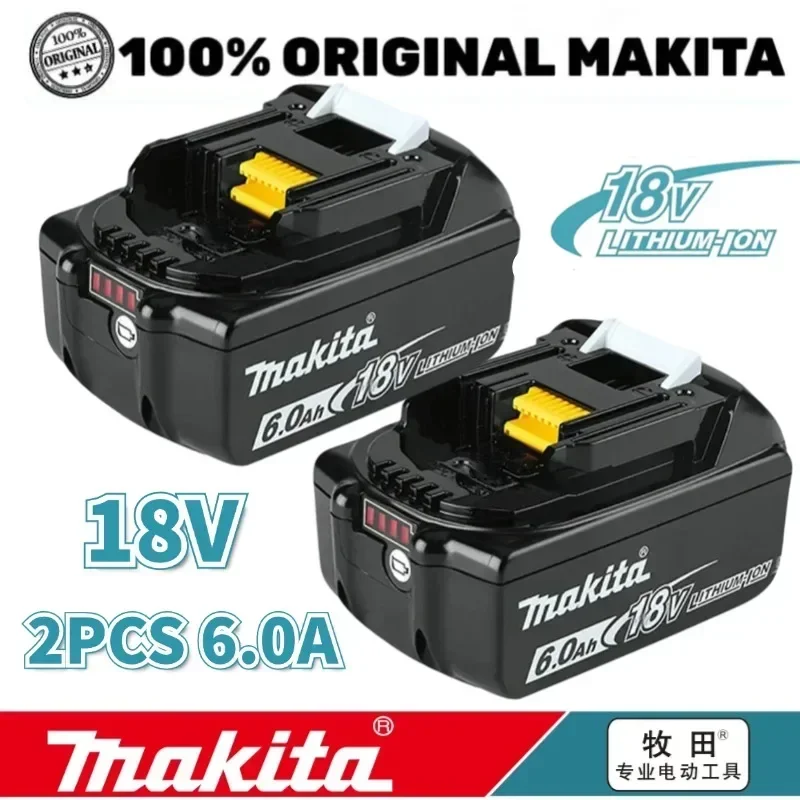 

Makita 18V 6.0Ah Rechargeable Lithium Ion Battery With Battery indicator for Makita BL1830 BL1840 BL1850 Power Tool Battery