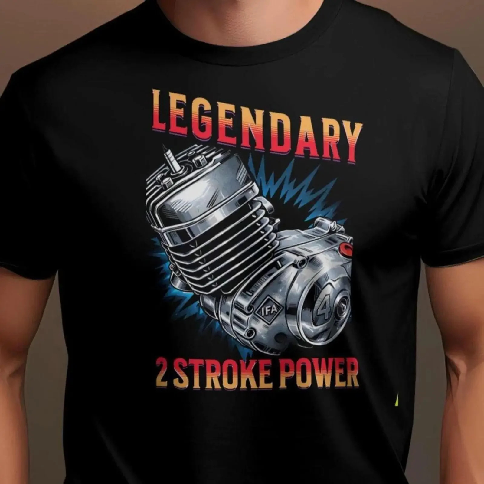 Legendary 2 Stroke Power IFA S51 Engine T Shirt East German Moped Tuning Fan for Simson Lovers Heavy Cotton  vintage Washed