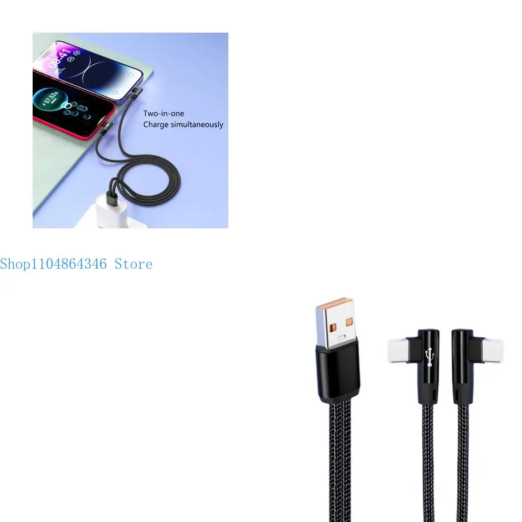 

5asd Type C Y Splitter Charging Cord 5A Quick Charging Angled Design Coppered Wiring