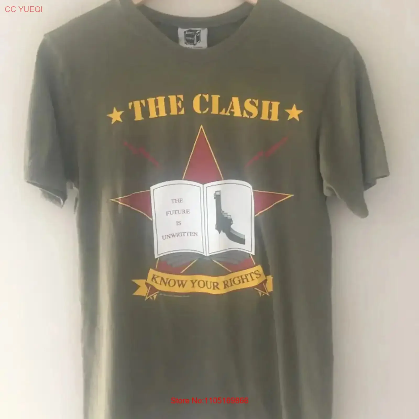 Vintage THE CLASH Combat Rock North American Tour concerT T Shirt Know Your Rights Army Green Future is Unwritten Joe Strummer