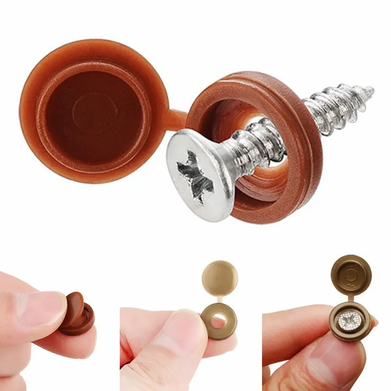 100PCS Practical Hinged Plastic Screw Fold Snap Protective Cap Button Nuts Cover Bolts Protect Furniture Decor M4 M5