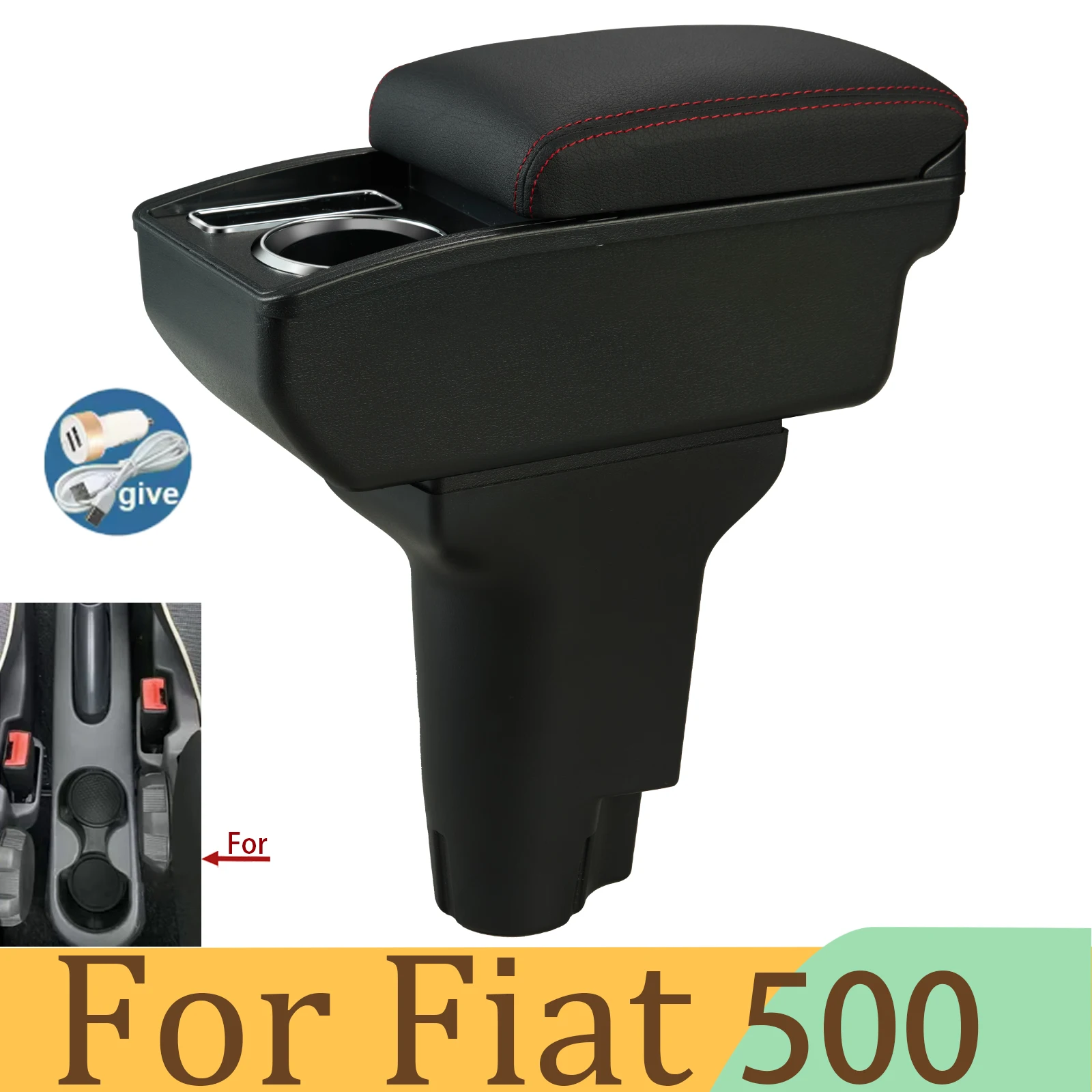 For Fiat 500 Armrest Box For Fiat CRONOS Car Armrest Box Dedicated Retrofit Heighten Interior Center Storage Box Car Accessories