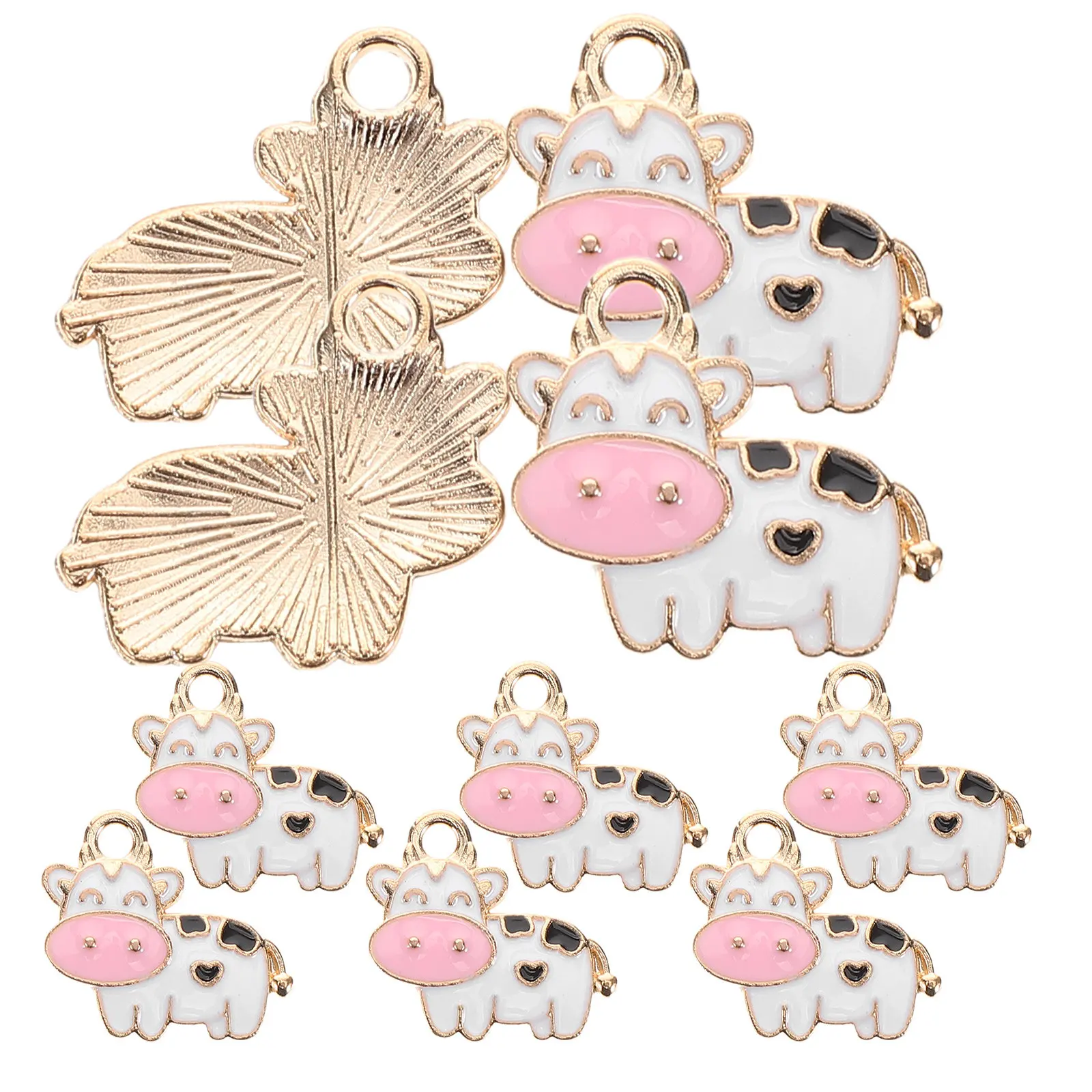 

10 шт. миниатюрных подвесок-коров из сплава для изготовления украшений, браслетов, ожерелий, милые аксессуары в виде животных