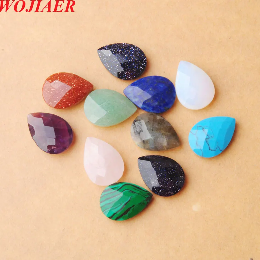 10pcs 13x18mm Mixed Natural Stone Teardrop Faceted Cabochons Pear Shape Gemstone For DIY Jewelry Making Ring Earrings BZ908