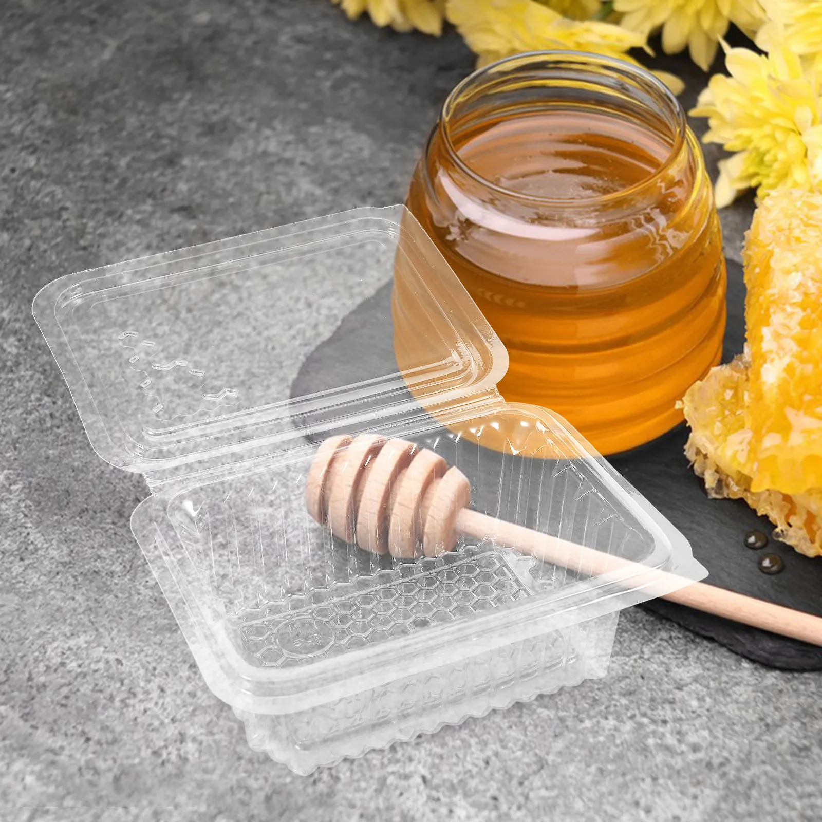 10Pcs Honeycomb Holder with Lid Clear for Fridge Organization Stable Stackable Honey Storage Beekeeping Accessories