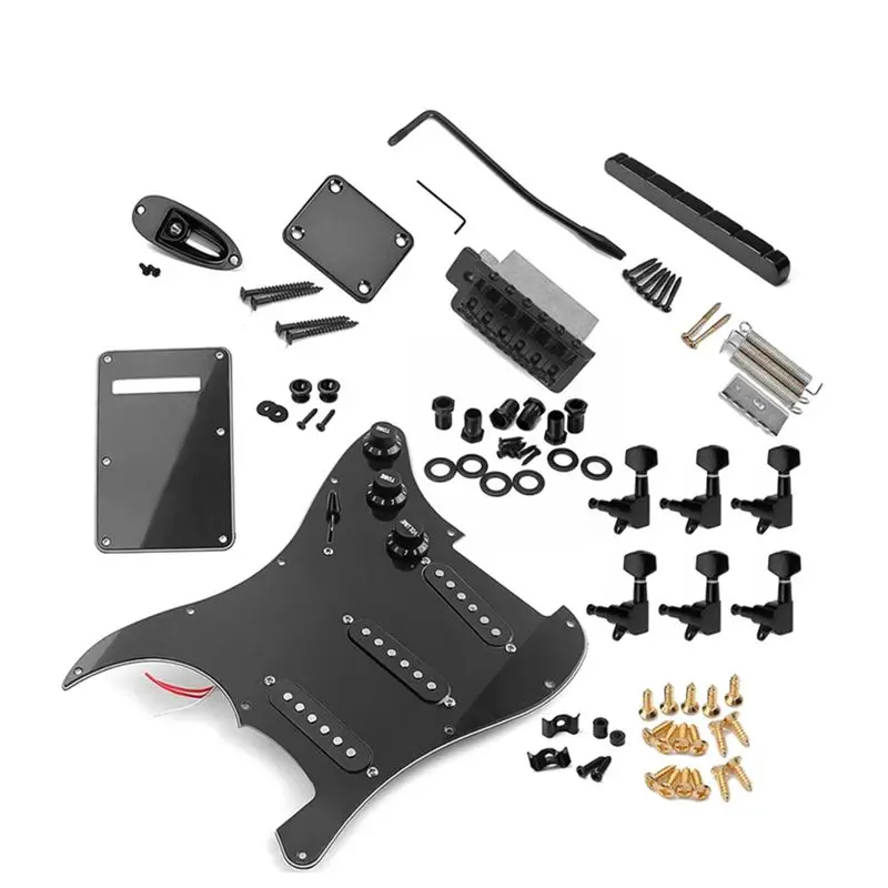 Quality Complete DIY Accessory Kit For Electric Guitar Including Pre-Wired Pickguard Bridge Pickups And Other Guitar Accessories