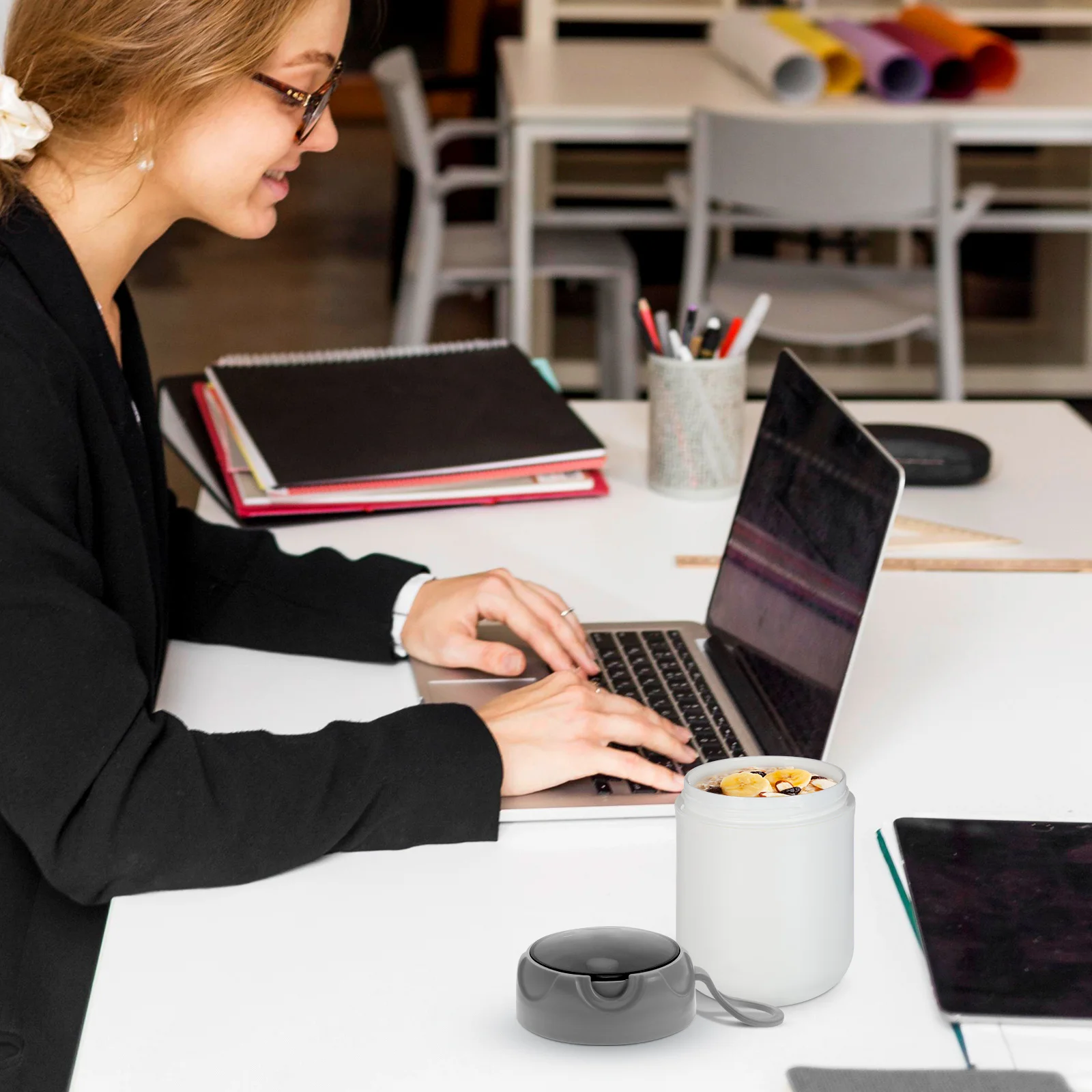 

1Set Compact Breakfast Cup 500ml Leakproof Porridge Cup Multi-Use Practical for Hot Cereals Soups Office Outdoor Meals