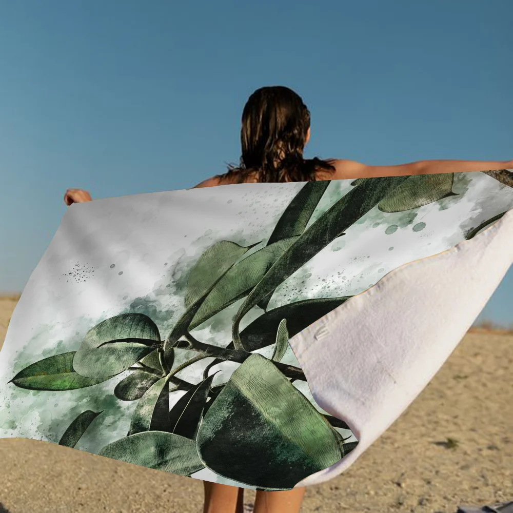 Abstract Monstera Leaves Cartoon Beach Towel Cute Kawaii Room Decor Bath Girls Children Hand Towels For Bathroom Shower