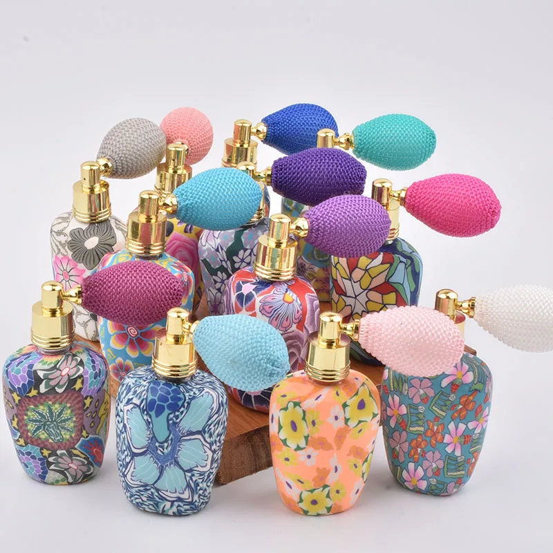 

5pcs 12ml Polymer Clay Perfume Bottles Refillable Bottle Airbag Atomizer Spray Scent Bottle Pump Case Travel Cosmetic Container