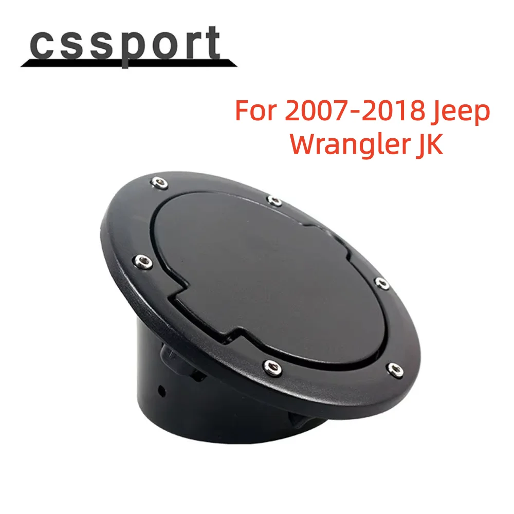 Fuel Tank Cap Cover Car Aluminum Alloy + ABS Fuel Door Gas Lid Tank Cap Cover Black For 2007-2018 Jeep Wrangler JK JKU