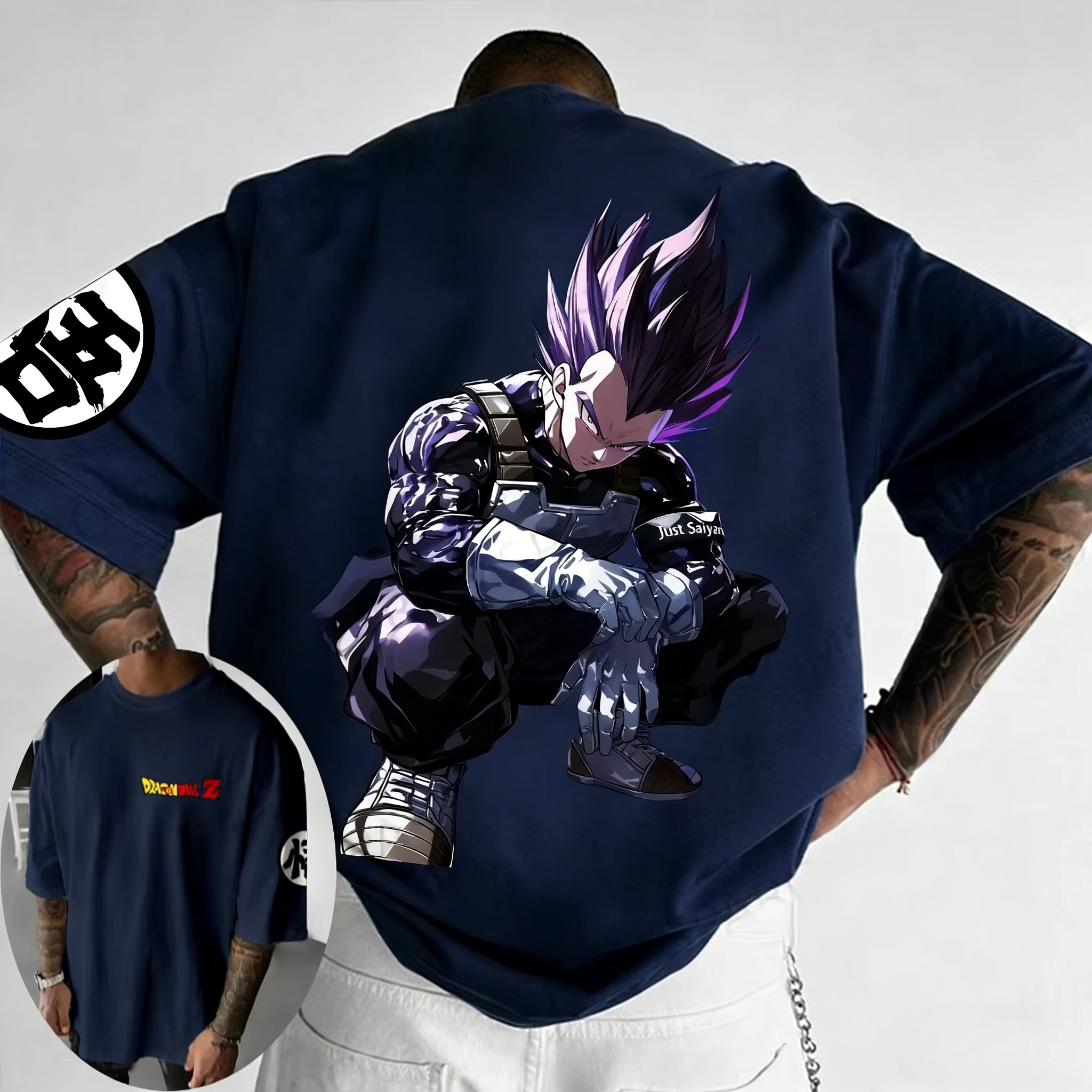Summer Clothing Ego - ドラゴンボールベジータウルトラエゴ Tシャツメンズ服 Tシャツバックサイバーアーマーグラフィックフロント DBZ ロゴストリートウェア 2026