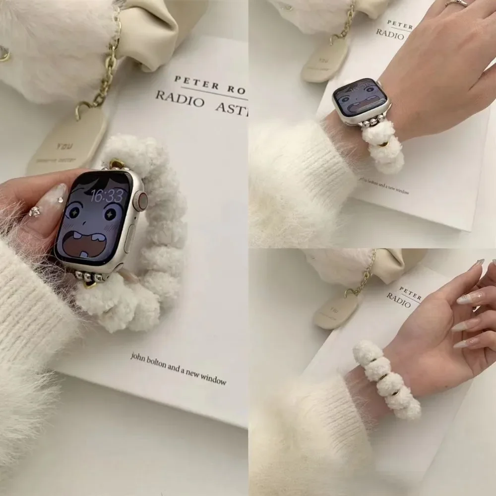 Watch Band Original Autumn and Winter New Plush Shots Are Suitable for Applewatch Apple Strap Stretch Rope S9S8 애플워치 스트랩