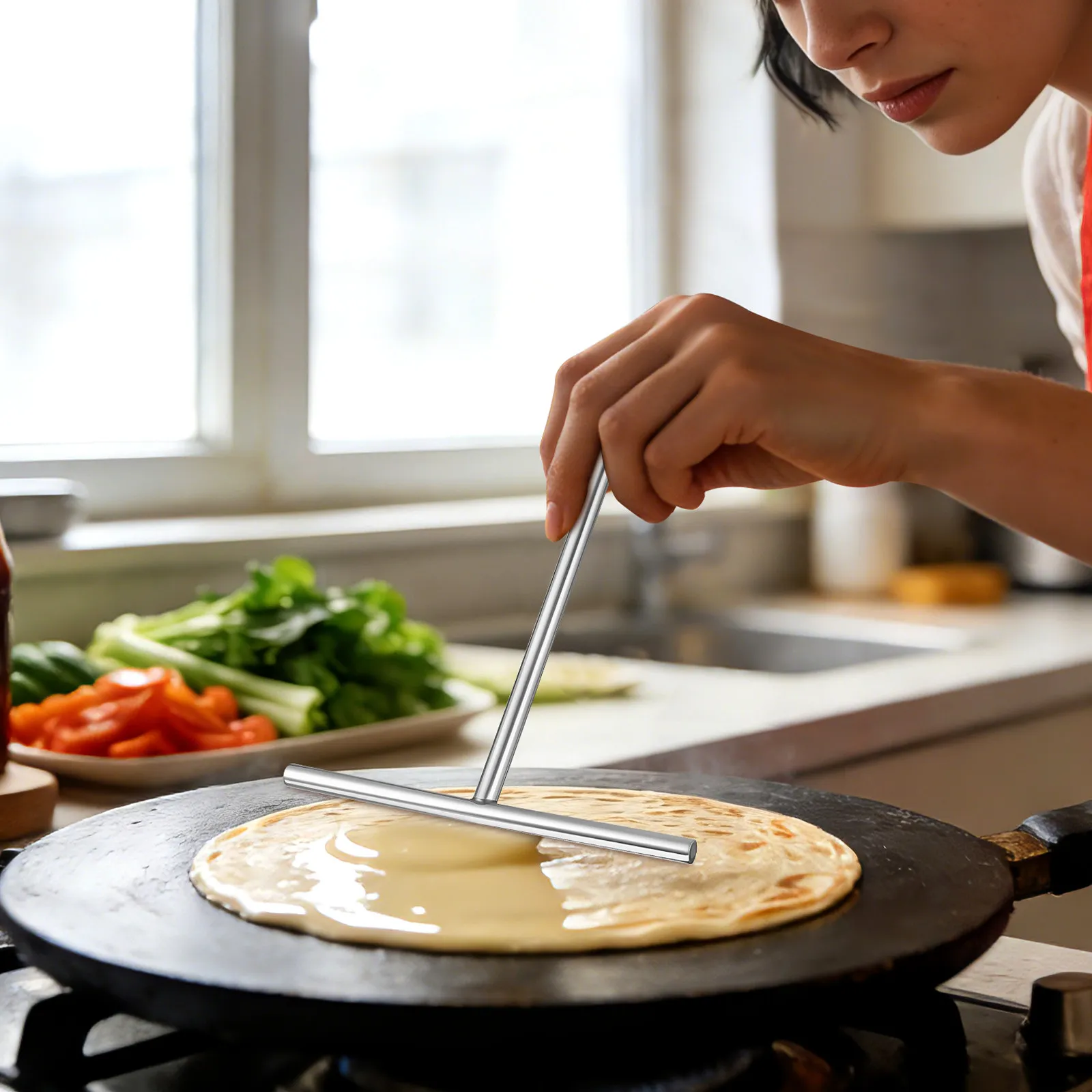 Stainless Steel Pancake Tool Spreader Smooth Edges for Crepes Omelets Multifunctional Kitchen Accessory