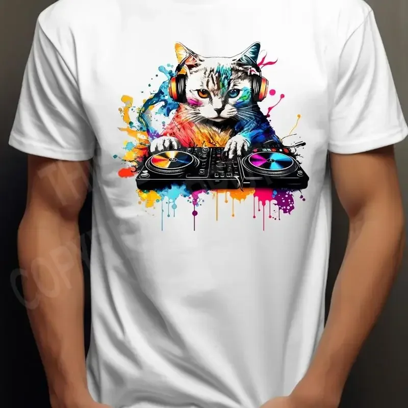 Cat Dj T Shirt Mens Party Gig Junglist Drum Bass Lover Cool Design Funk Funky