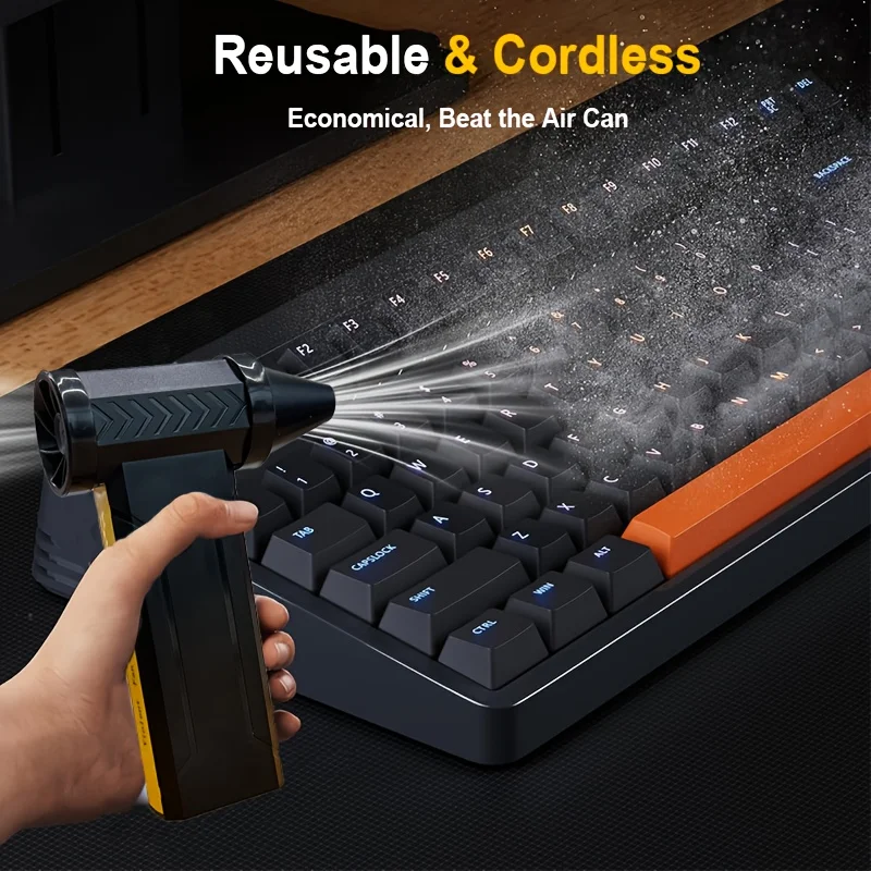 160000 دورة في الدقيقة محرك 10000 مللي أمبير في الساعة مروحة توربو كهربائية عالية السرعة مروحة توربو عنيفة 55 متر/الثانية قابلة للشحن منفاخ غبار قوي #3