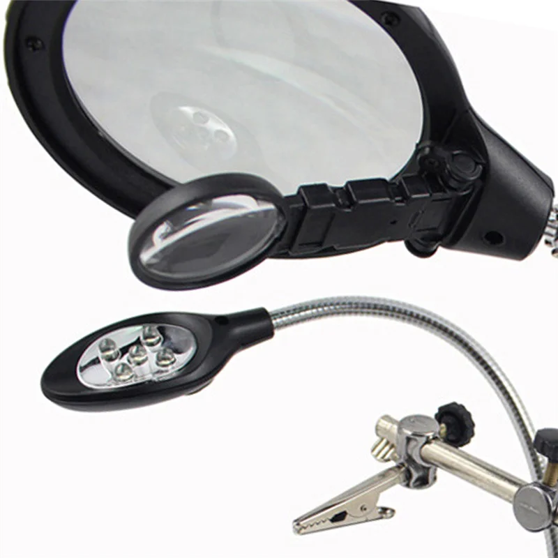 

Welding Magnifying Glass 3X Desktop Welding Repair Tool Loupe Hand Soldering Solder Iron Stand Holder EU Plug