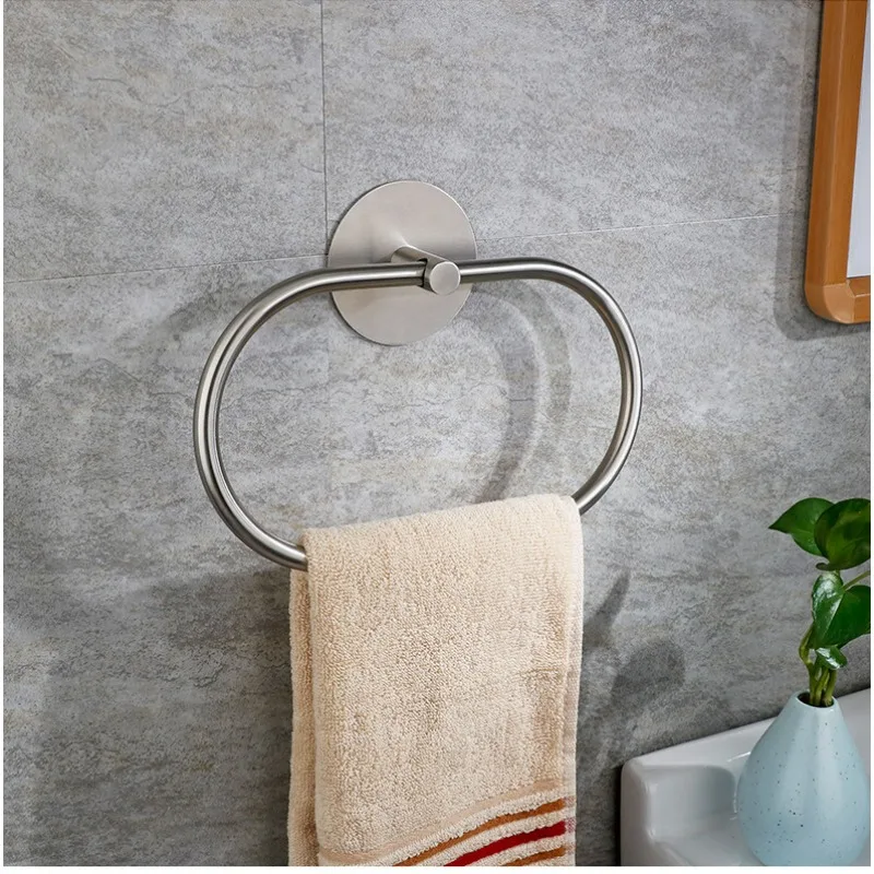 

1pcs for Bathrooms Toilet Paper Hand Towel Adhesive Wall Mount Holder Self Adhesive Bathroom Towel Holder Chrome Towel Rings