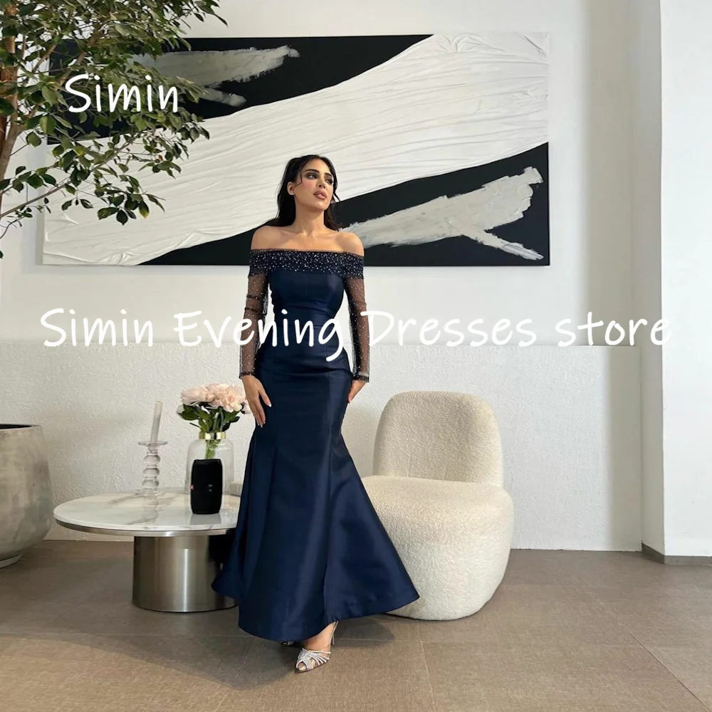 

Simin Satin Off-the-shoulder Neckline Mermaid Populer Formal Prom Gown Floor-length Evening Elegant Party dresses for women 2023