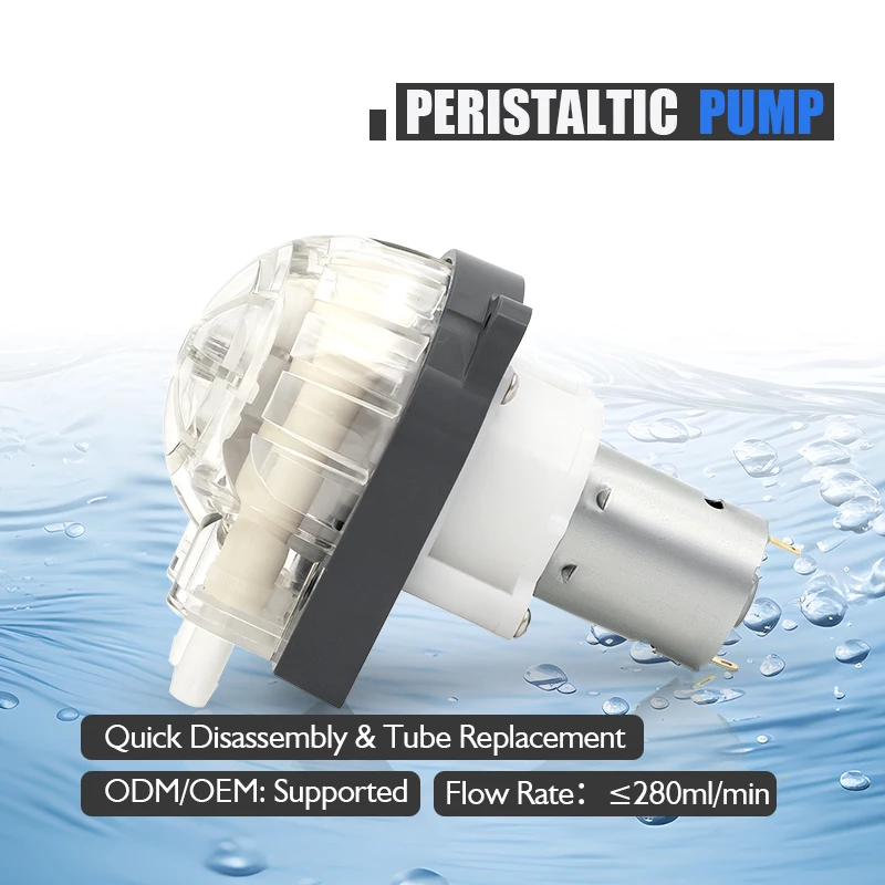 Low Noise 280ml Hydroponic Micro Peristaltic Pump 12V 24V for pH Quantitative Feeder Precise Liquid Fertilizer Transfer
