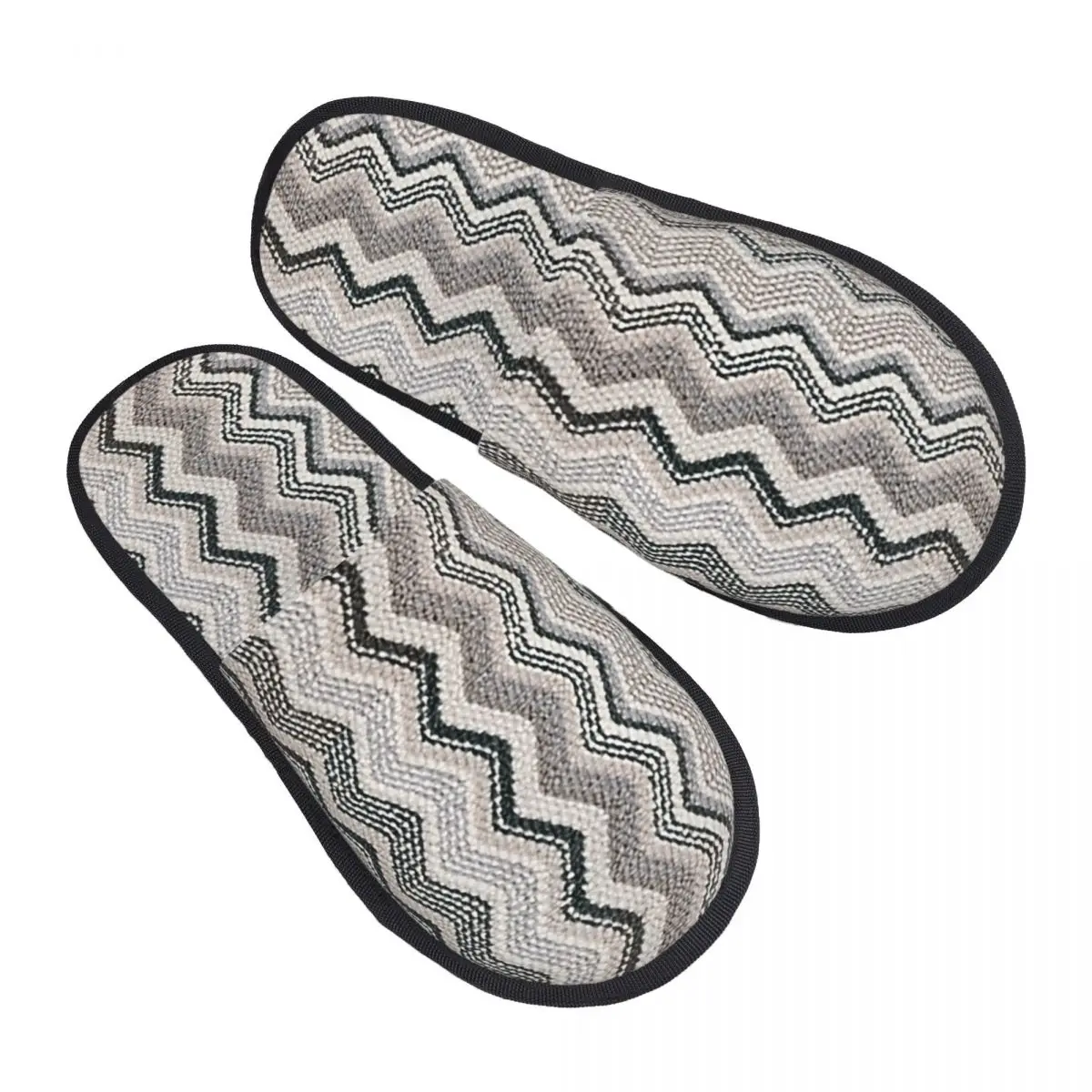 

Custom Luxury Home Zig Zag Soft Memory Foam House Slippers Women Modern Geometric Wave Comfy Warm Anti-skid Sole Slipper