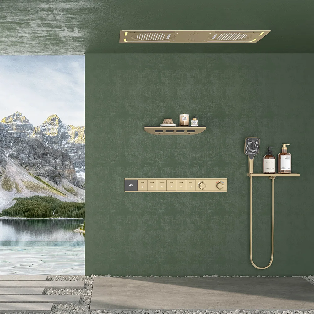 LED Music Concealed Shower Set, Embedded Ceiling Sky Shower, Multi-function Hidden In-wall Pre-buried Bathroom Shower System