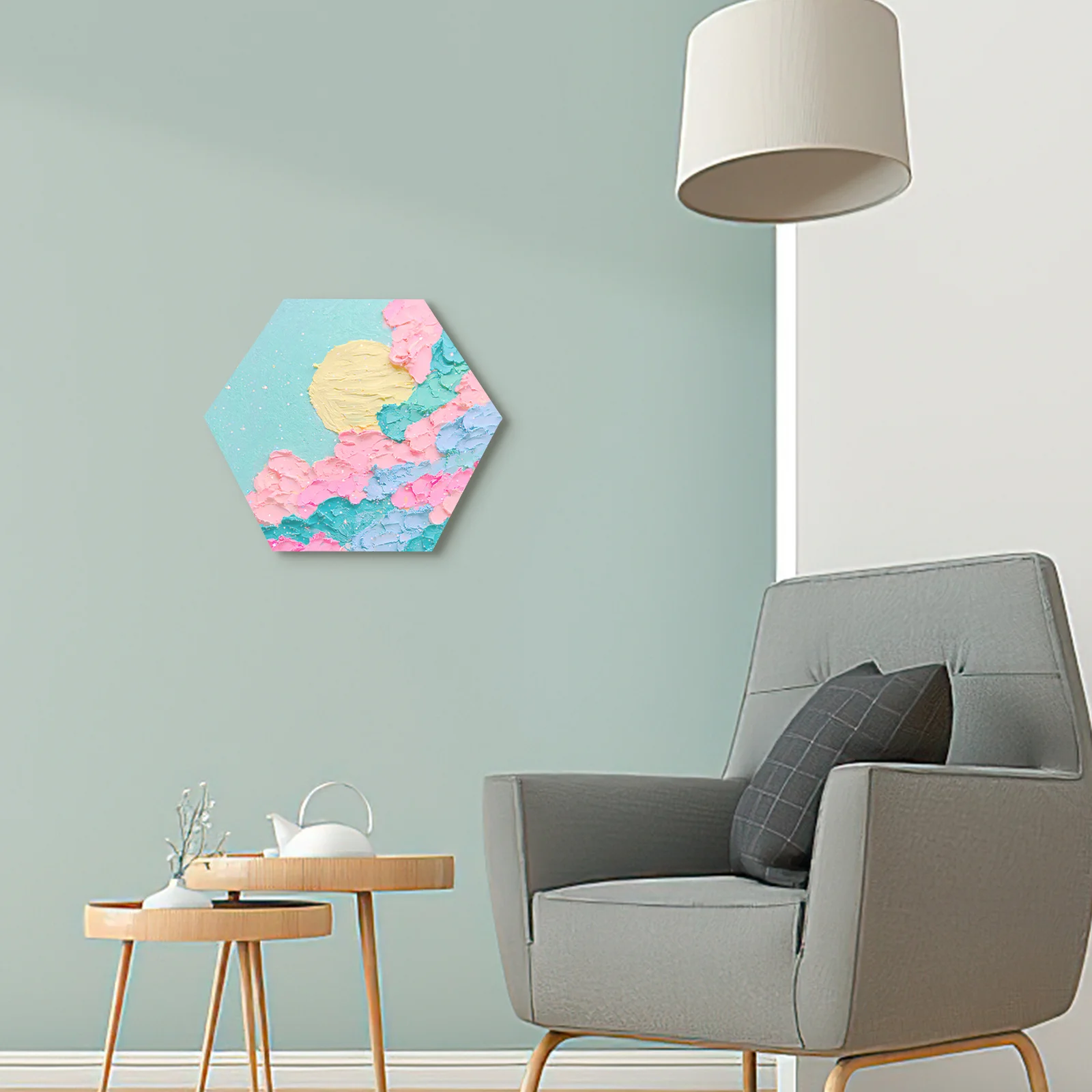 

2pcs Hexagon Shaped Artist Canvas Black Frame Oil Painting Boards Durable Linen For Home Office Art Display Decoration
