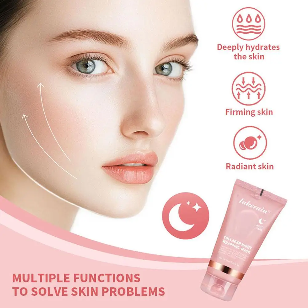 75ml Collagen Peel-off Mask, Night Wrapping Facial Mud Firming Mask Daily Face Skincare Deep Cleaning Skin-Peeling Off Covers