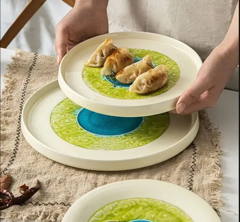 

Керамическая тарелка для стейка в отеле, ресторане, украшение в скандинавском стиле, домашняя кухня, десертная посуда, салат для завтрака