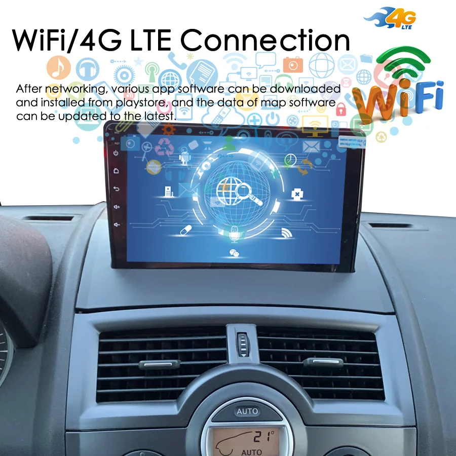 Wireless CarPlay Android 13 AI Voice Car Radio 8GB+128GB GPS Navigation For Renault Megane 2 2002-2009 Multimedia Video Player