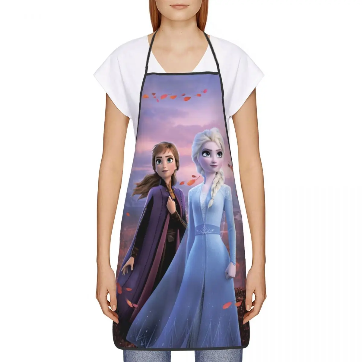 Custom Unisex Cartoon Frozen Princess Kitchen Chef Cooking Baking Apron Women Men Anna And Elsa Tablier Cuisine for Gardening