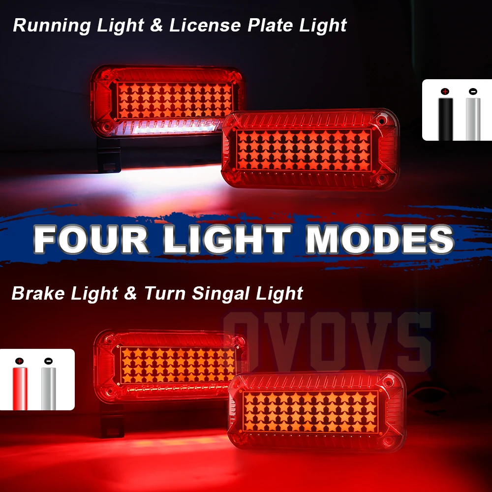 Trailer Tail Lights 57 LEDs with Running/Turn Signal/Stop License Plate Light/RV Brake Lights Star Red Camper Tail Lights