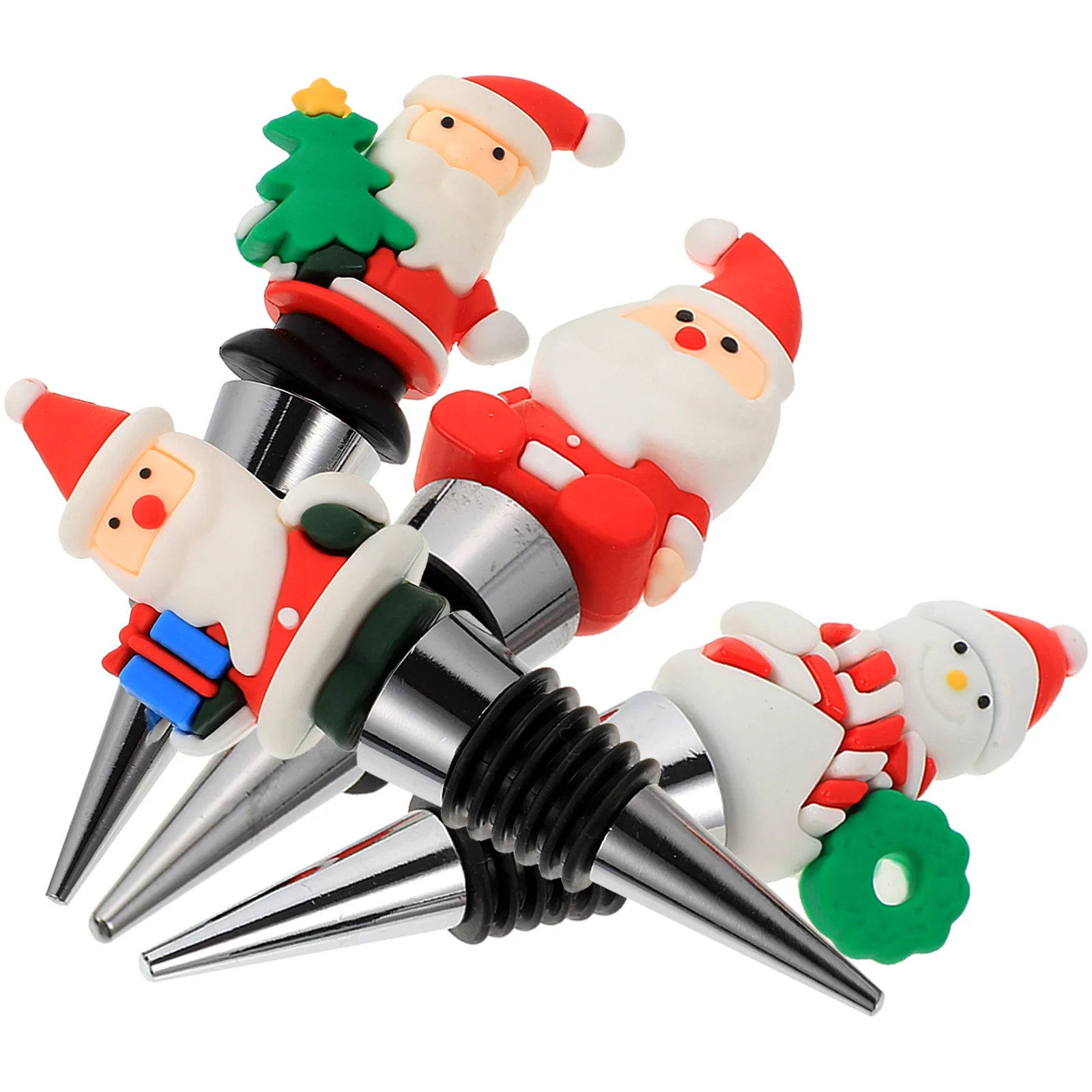 

4 шт., рождественские пробки для бутылок вина, Санта-Клаус, креативная герметизирующая пробка для вина, товары для рождественской вечеринки, пробка для бутылок
