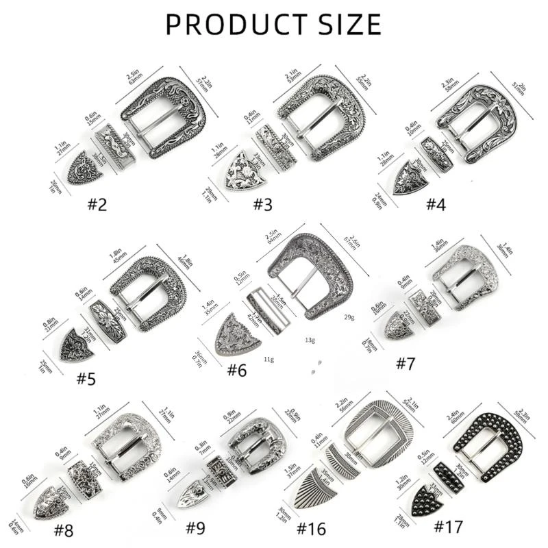 

652F Ethnic Belt Three Pieces Set Pin Buckle Metal Printing Waist Accessory Retro Waist Band Buckle Head Ornament