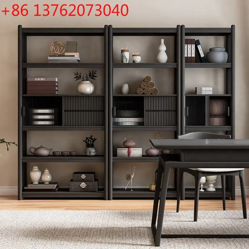 

Новая китайская чайная комната из массива дерева, простая витрина в стиле дзен, перегородка для гостиной, книжная полка