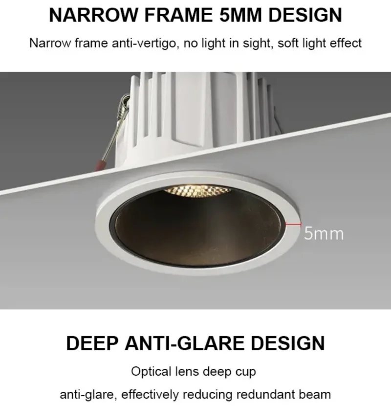 Dimmable Recessed LED Downlight Deep Anti-glare Spot Light Aluminum Ceiling Spotlight Bedroom Living room Kitchen