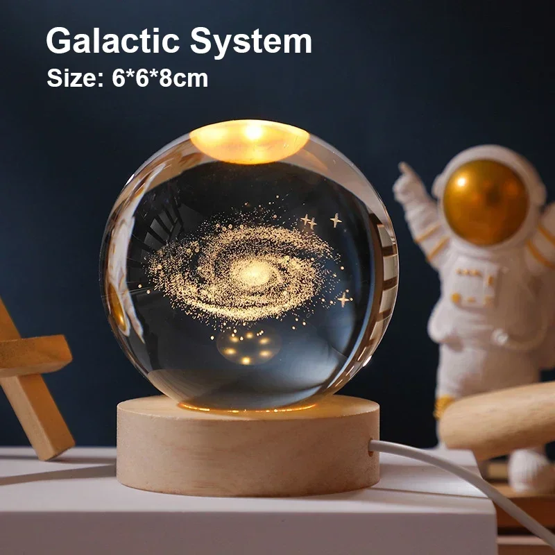 Christmas NEW LED Night Light Milky Way Galaxy Solar System Crystal Ball Children  Lamp Bedroom Ambient Light Creative Gift