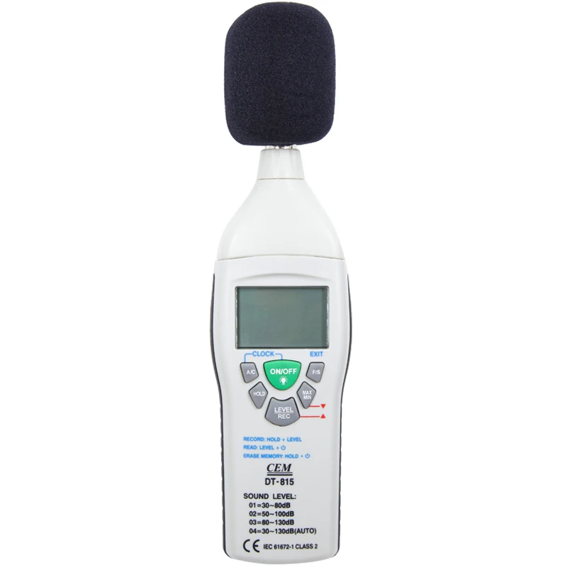 CEM DT-815  Range 30-130dB Sound Noise Level  With Analog AC / DC Outputs Level Meter Sound 31.5Hz ~ 8KHz Support Microphone