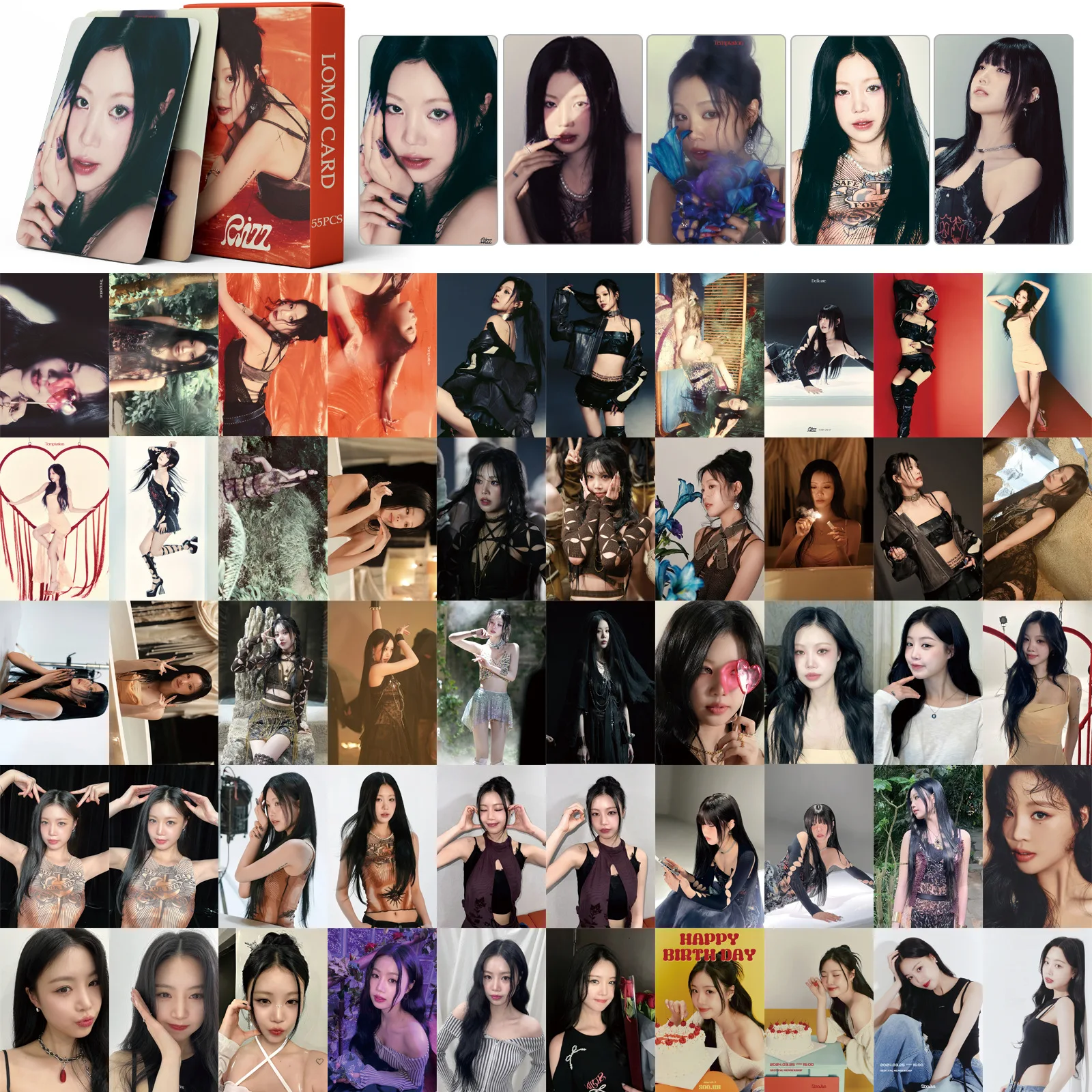 

KPOP 55pcs SOOJIN RIZZ Peripheral Special Random LOMO Card Double-sided Collection Commemorative Photocards Fans Gifts Postcard