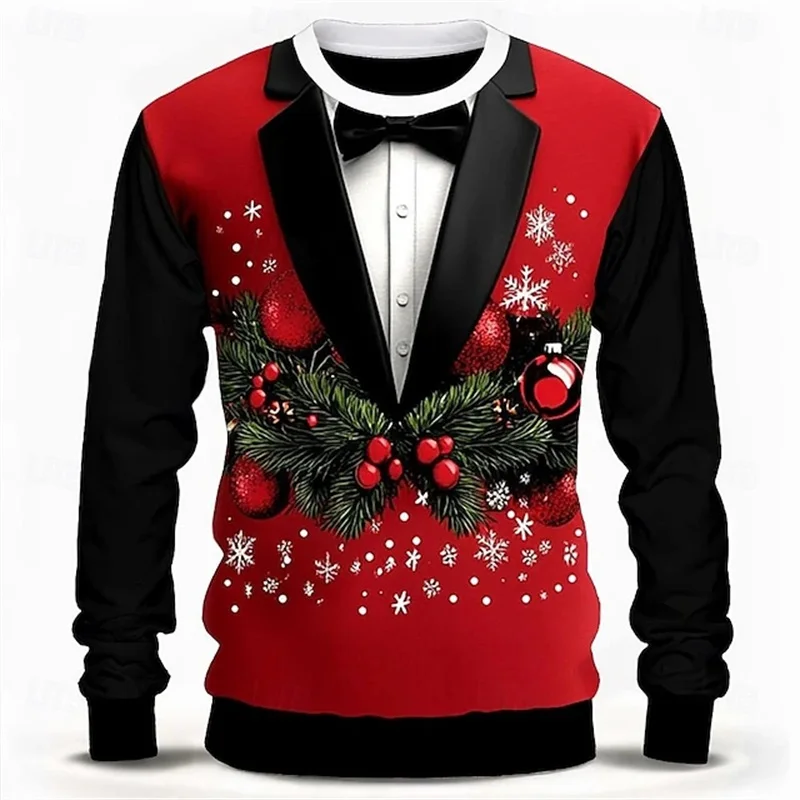 3D Print Merry Christmas Cosplay Sweatshirt For Men Women Long Sleeve Oversized Crew Neck Xmas Party Pullover Hoodie Clothes