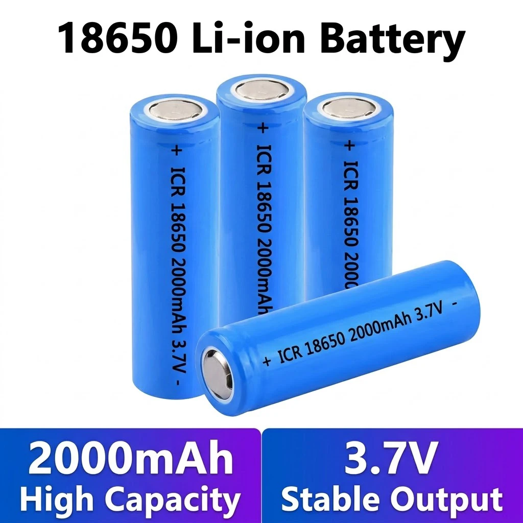 PURFIELD 18650 Battery 3.7V 2000mAh Rechargeable Lithium Ion Battery For Flashlight Headlamp Lamp Toys Power Tools Batteries