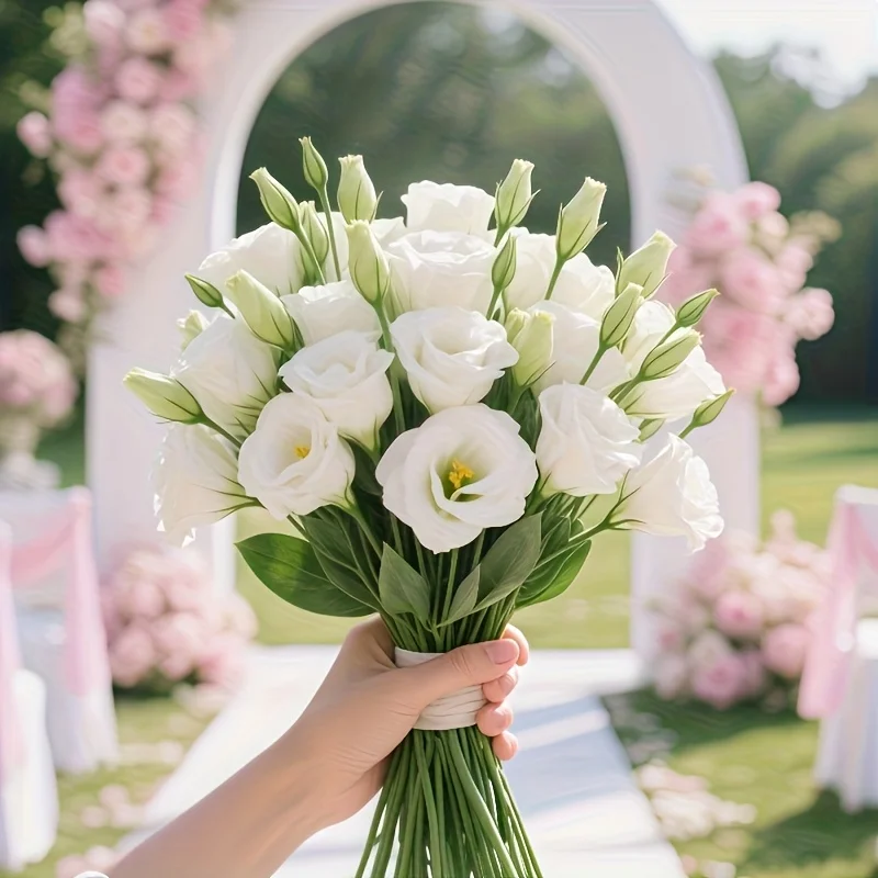 70 cm elegante künstliche weiße Lisianthus-Seidenblumen, 1/3 Stück, für Hochzeiten, Partys, Foto-Requisiten, Heim- und Raumdekorationen, Blumen