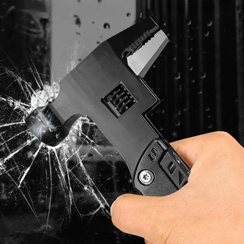 Adjustable Wrench Multitool Hammer Vehicle Safety Folding Broken Window Escape Hammer Camping Belt Cutter Hand Tool