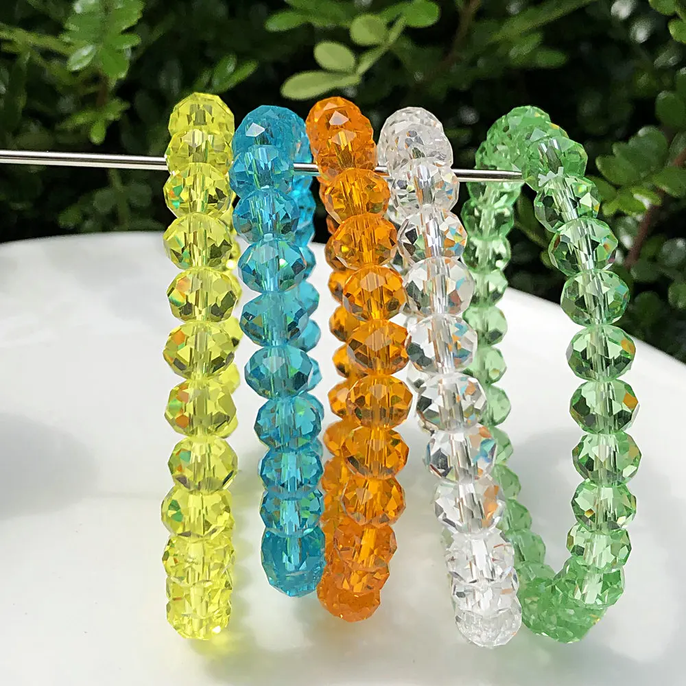 New Artificial Transparent  Crystal Bracelet For Women Mulit-cut  Shiny Stone Beads Elasticity Rope Strand Bracelets Jewelry