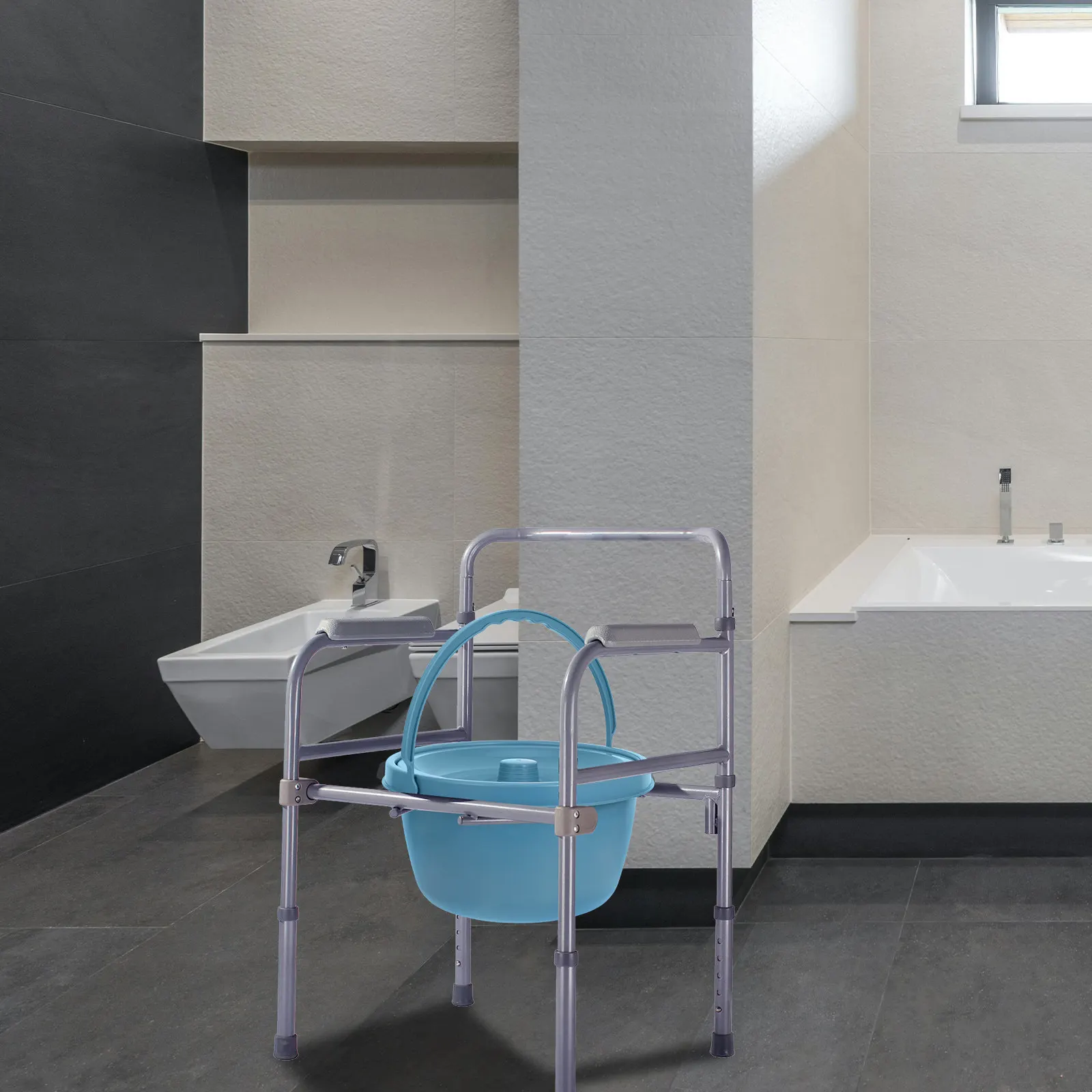 Portable Commode Chair for Elderly, Pregnant & Disabled Adults – Bedside Toilet with Lid, Chamber Bucket, Travel Potty