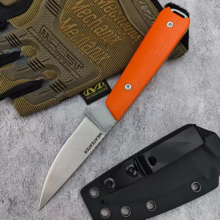 

Нож Meateater Hunter Orange G10 с фиксированным клинком и рукоятью из G10, высококачественный инструмент для активного отдыха, кемпинга, приключений в джунглях, с ножнами K-типа
