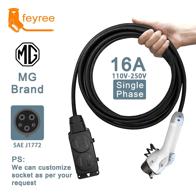 

feyree Electric Car Side Discharge Plug EV Type1 16A Charger Cable with EU Socket Outdoor Power Station( need car supports V2L)