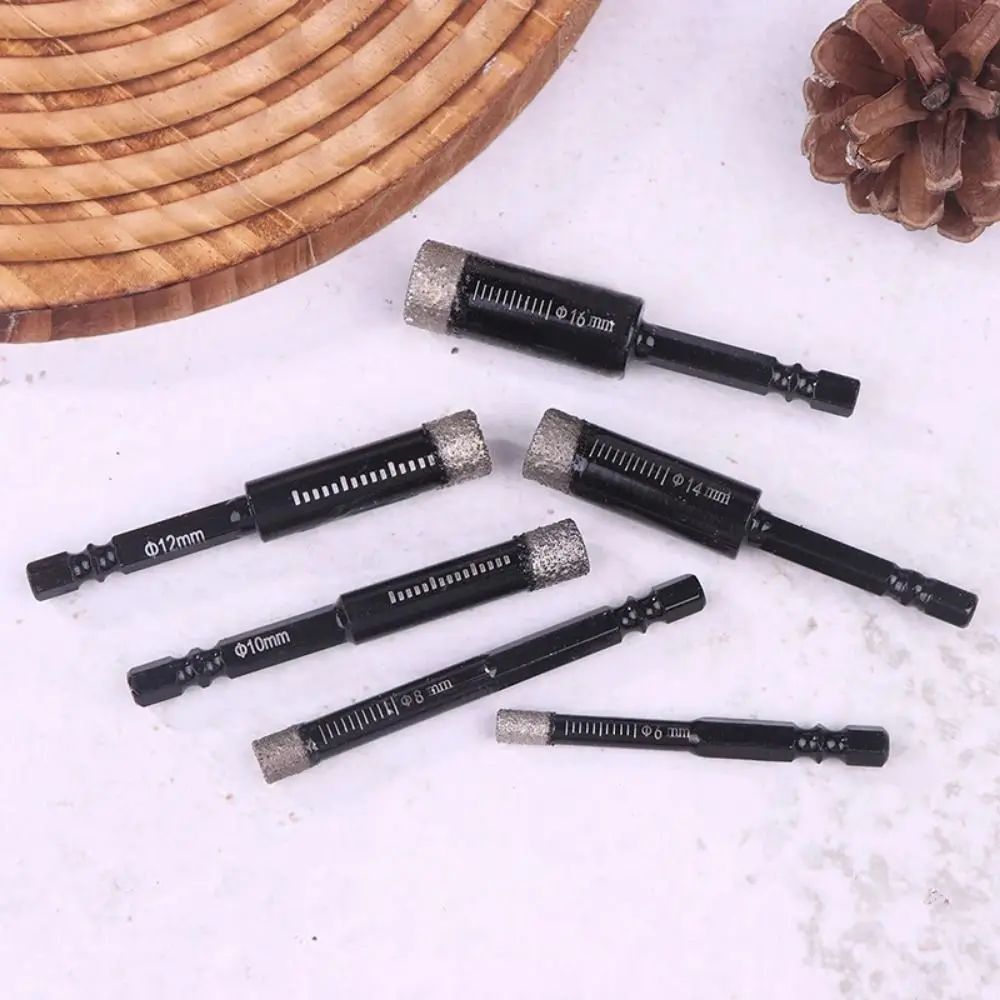 Juego de brocas soldadas hexagonales de 6-16mm, vástago hexagonal, abridor de agujeros de azulejos soldado al vacío, sistema de cambio rápido, punta de carburo, 6 uds.